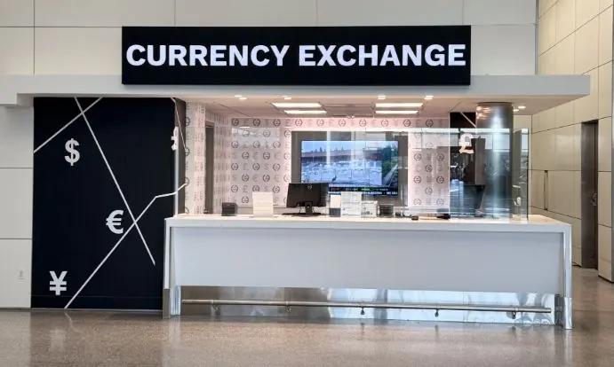 SFO Currency Exchange booth